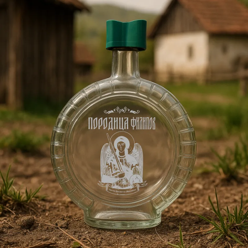Staklena čutura - Porodica sa ikonom krsne slave